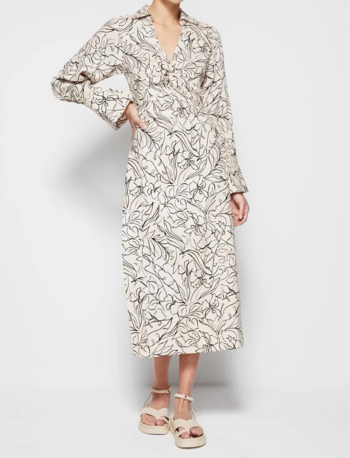 Jonathan Simkhai Lee Multicolor Print Long Sleeve Midi Dress