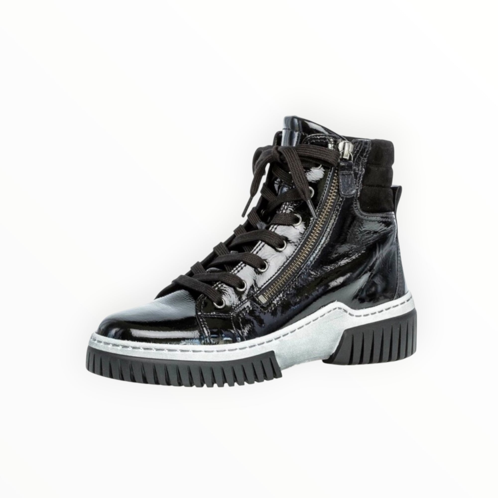 Gabor 93761-97 High Top Sneaker - Black Patent