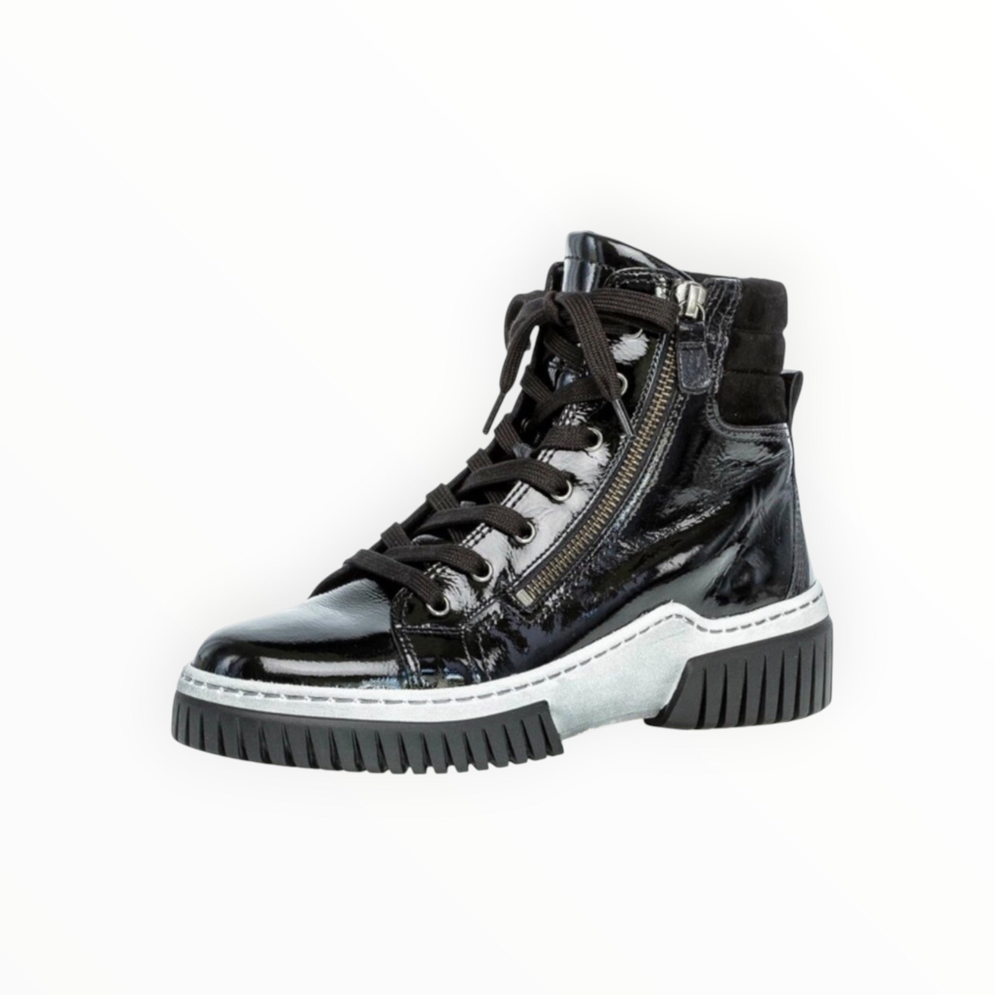 Gabor 93761-97 High Top Sneaker - Black Patent