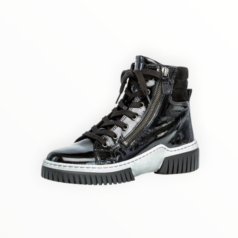 Gabor 93761-97 High Top Sneaker - Black Patent