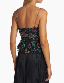Ulla Johnson Amabel Silk Floral Top - Black Iris