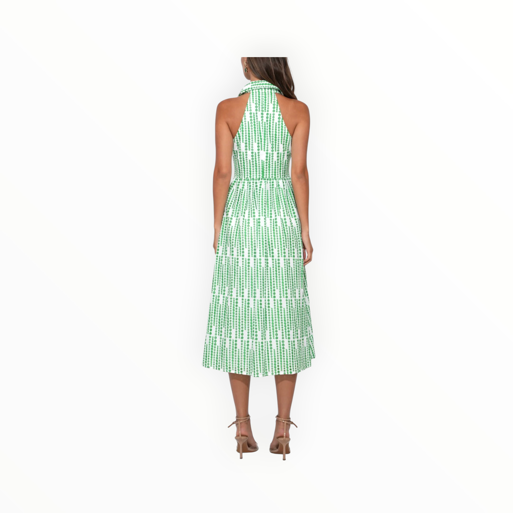 Adelyn Rae Ruby Embroidery Midi Dress - White/Green