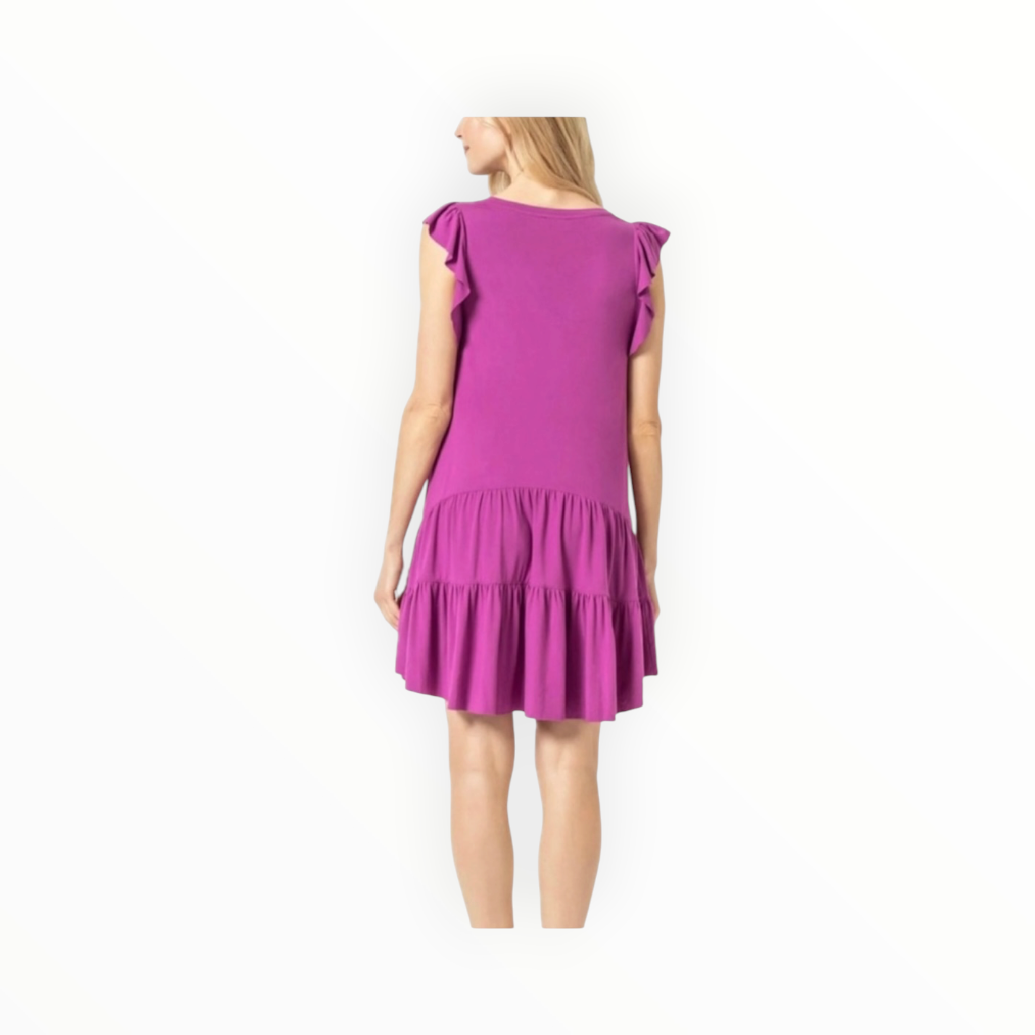 Lilla P Tiered Peplum Tank Dress - Dahlia