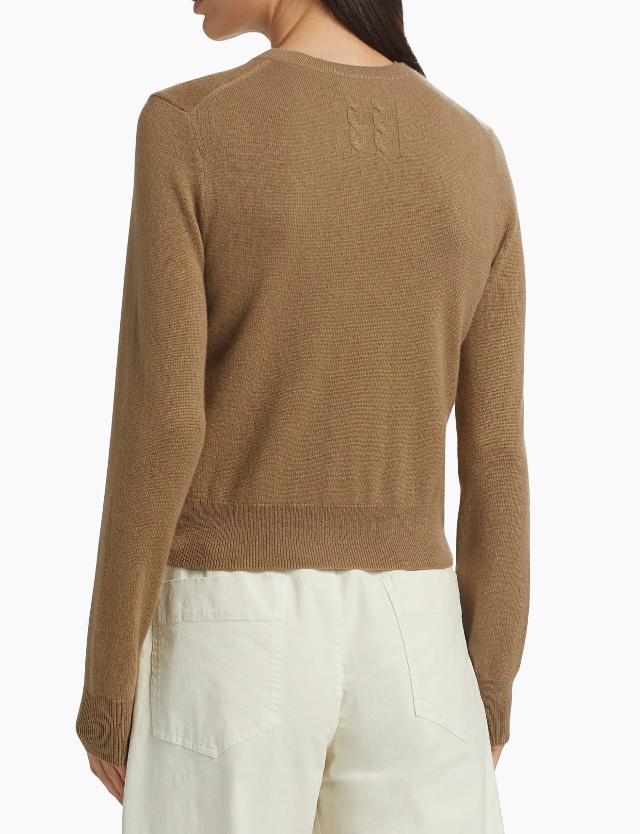 Nili Lotan March Crewneck Cashmere Cardigan - Tan