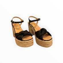 Gaimo Coque Jute Sandals With Tubular Leather Heel - Black