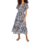 Allison New York Elowen Midi Dress - Black/White Damask