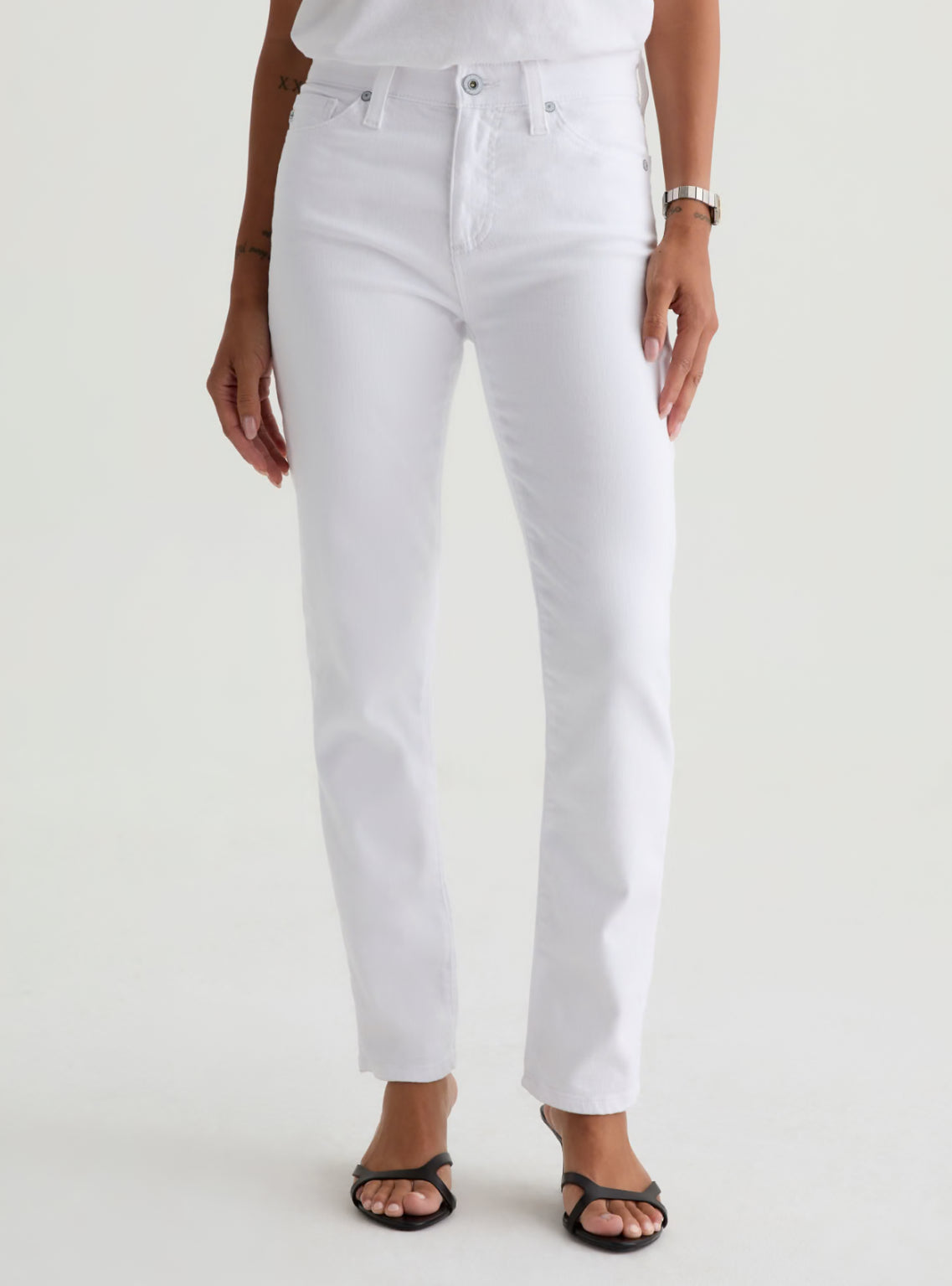 AG Jeans Mari Crop Mid Rise Slim Straight - Gallery White