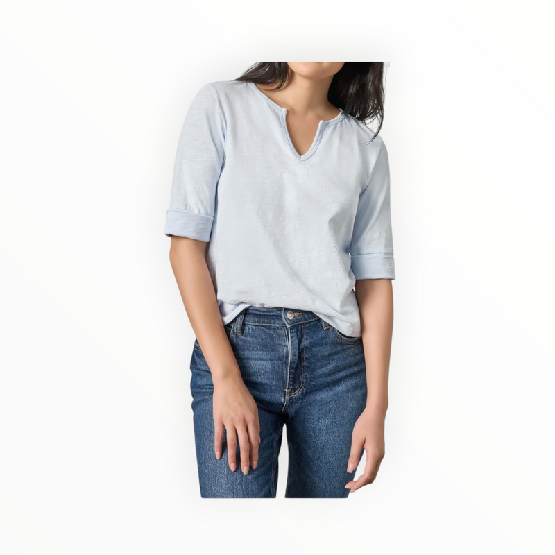 LILLA|P Rib Trim Elbow Split Neck - Glass