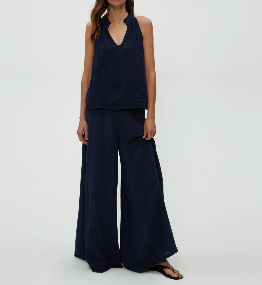 Michael Stars Viola Gauze Tank - Nocturnal