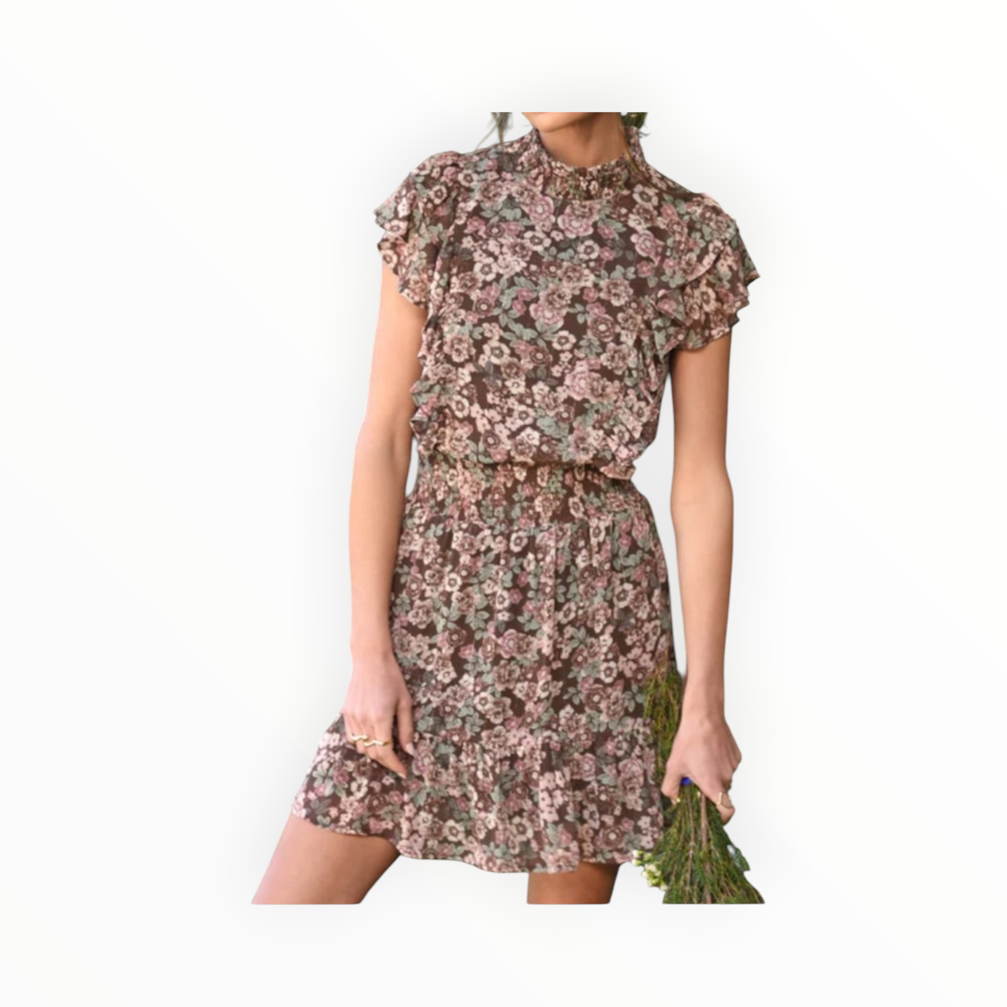 Greylin Sandi Smocked Ruffle Mini Dress - Mauve