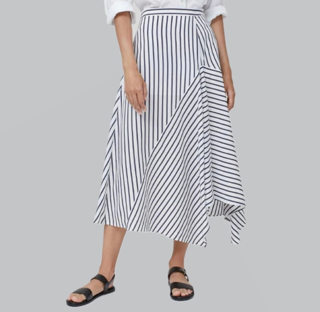 Closed Asymmetrical Striped Skirt