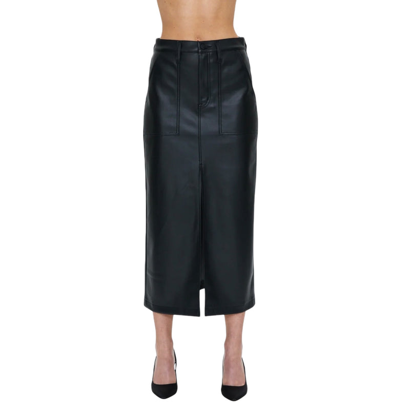 Pistola Alice Faux Leather Utility Skirt - Slate Black