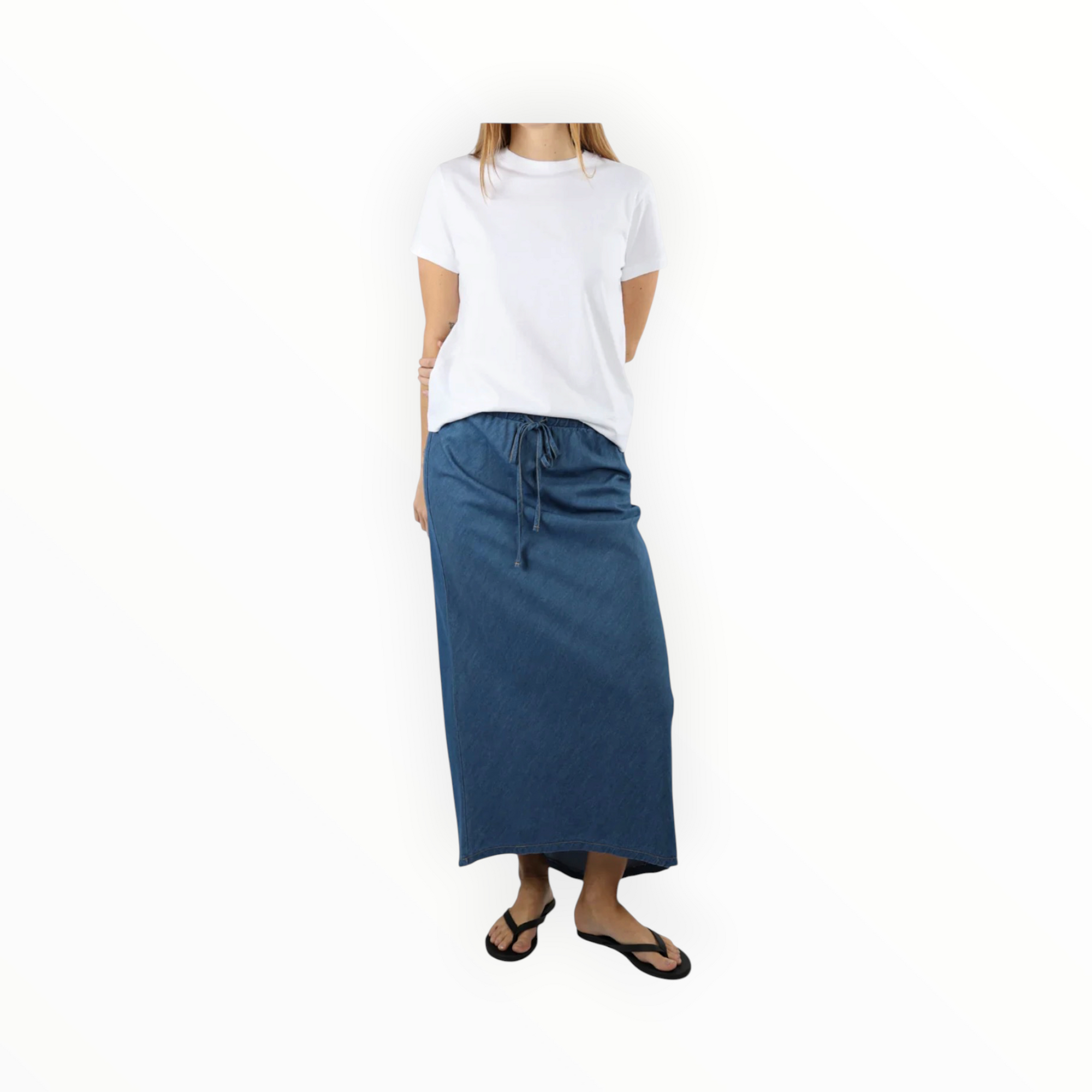 Stateside Japanese Biased Cut High-Low Skirt - Chambray