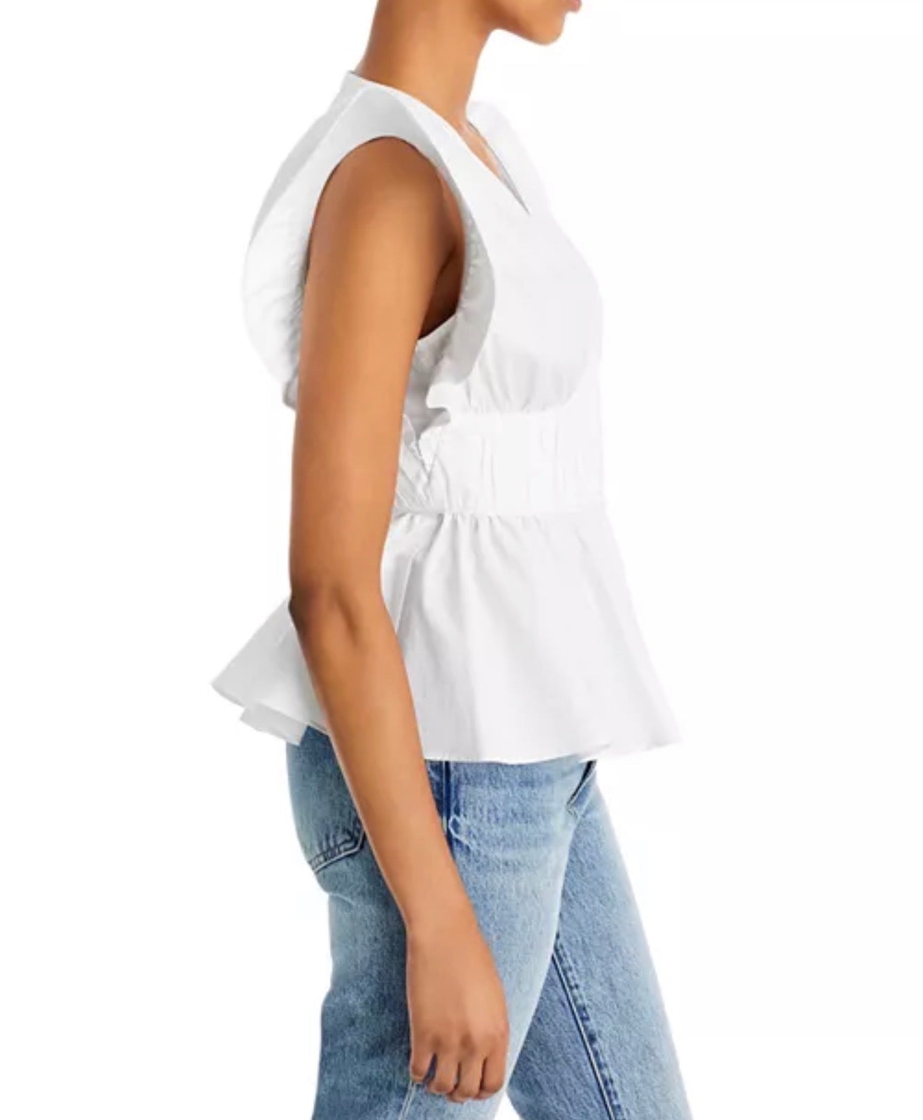 Derek Lam 10 Crosby Roselyn Ruffle Sleeve Top - White