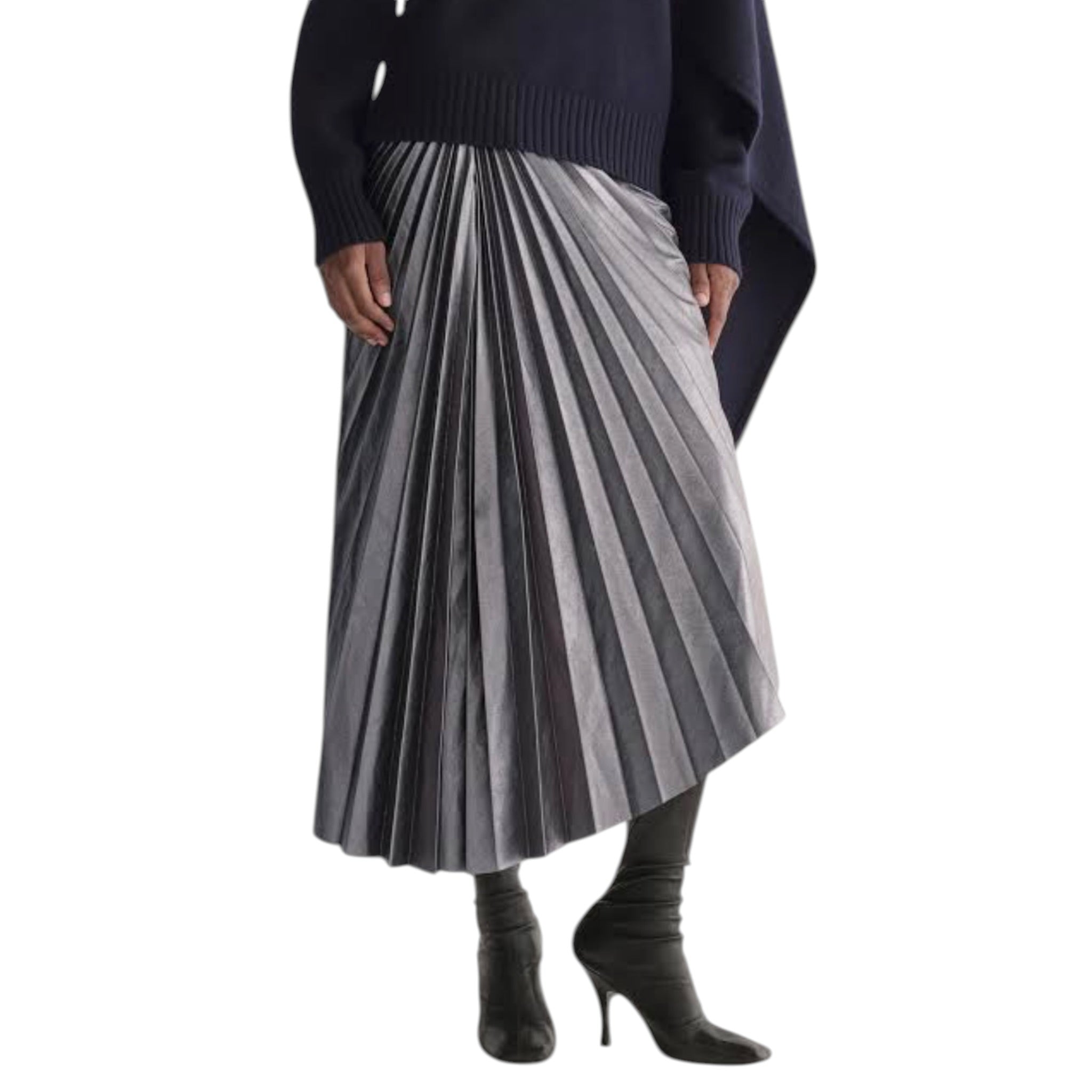 A.L.C. Tracy Metallic Vegan Leather Skirt - Slate