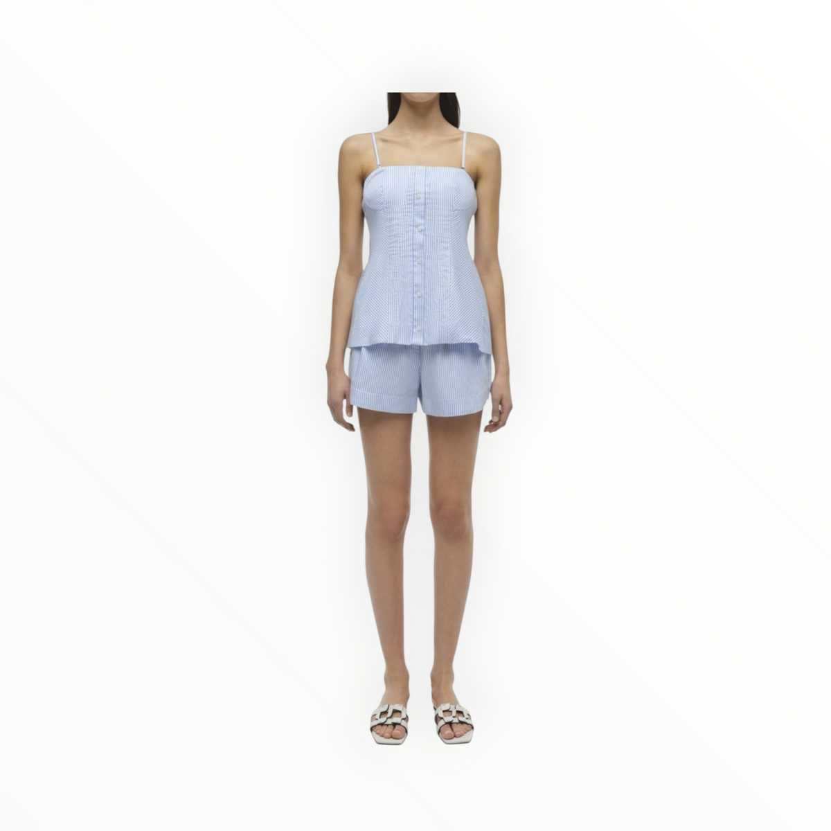 SIMKHAI Vivvy Bustier Top - Blue Hydrangea Stripe