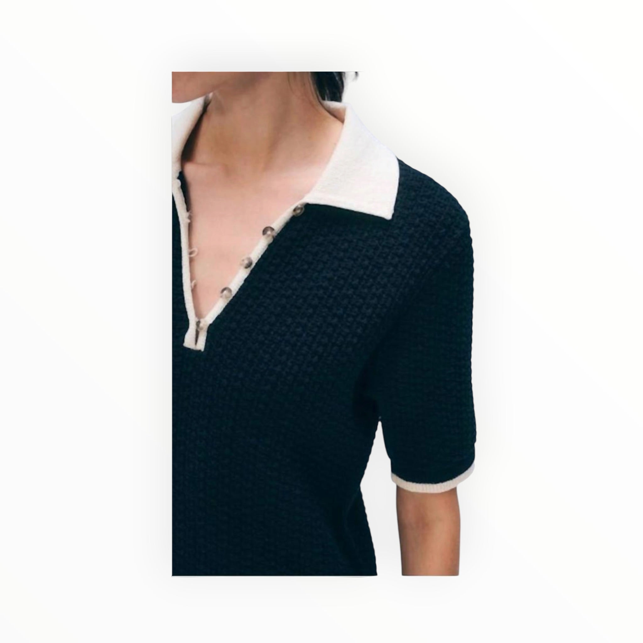 White + Warren Boucle Dress - Midnight/Ivory