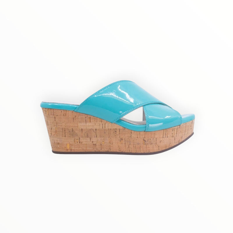 Chocolate Blu Winner Wedge - Patent Aqua