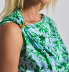 Derek Lam 10 Crosby Ariel Tile Print Asymmetric Top - Kelly Green Multi