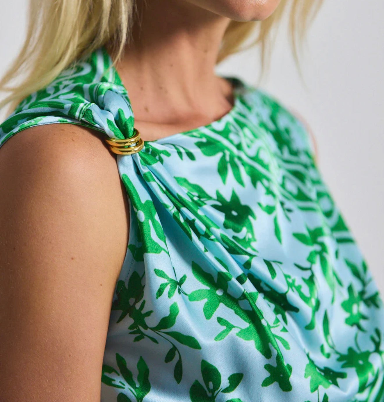 Derek Lam 10 Crosby Ariel Tile Print Asymmetric Top - Kelly Green Multi