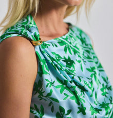 Derek Lam 10 Crosby Ariel Tile Print Asymmetric Top - Kelly Green Multi