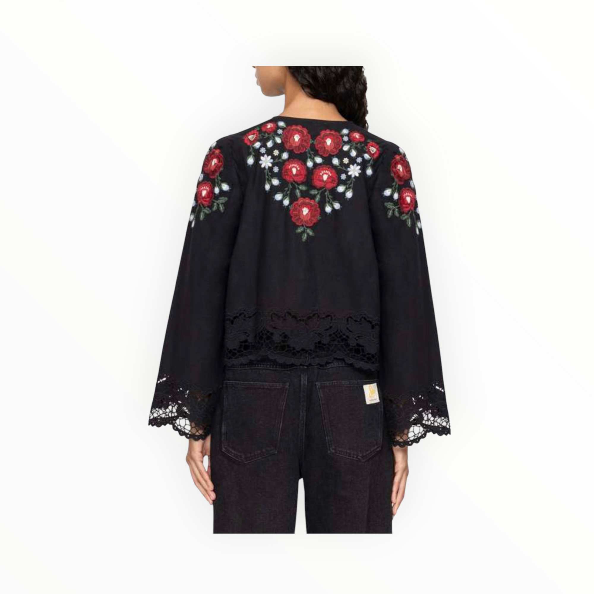 Sea New York Rosaline Embroidery Long Sleeve Top - Black