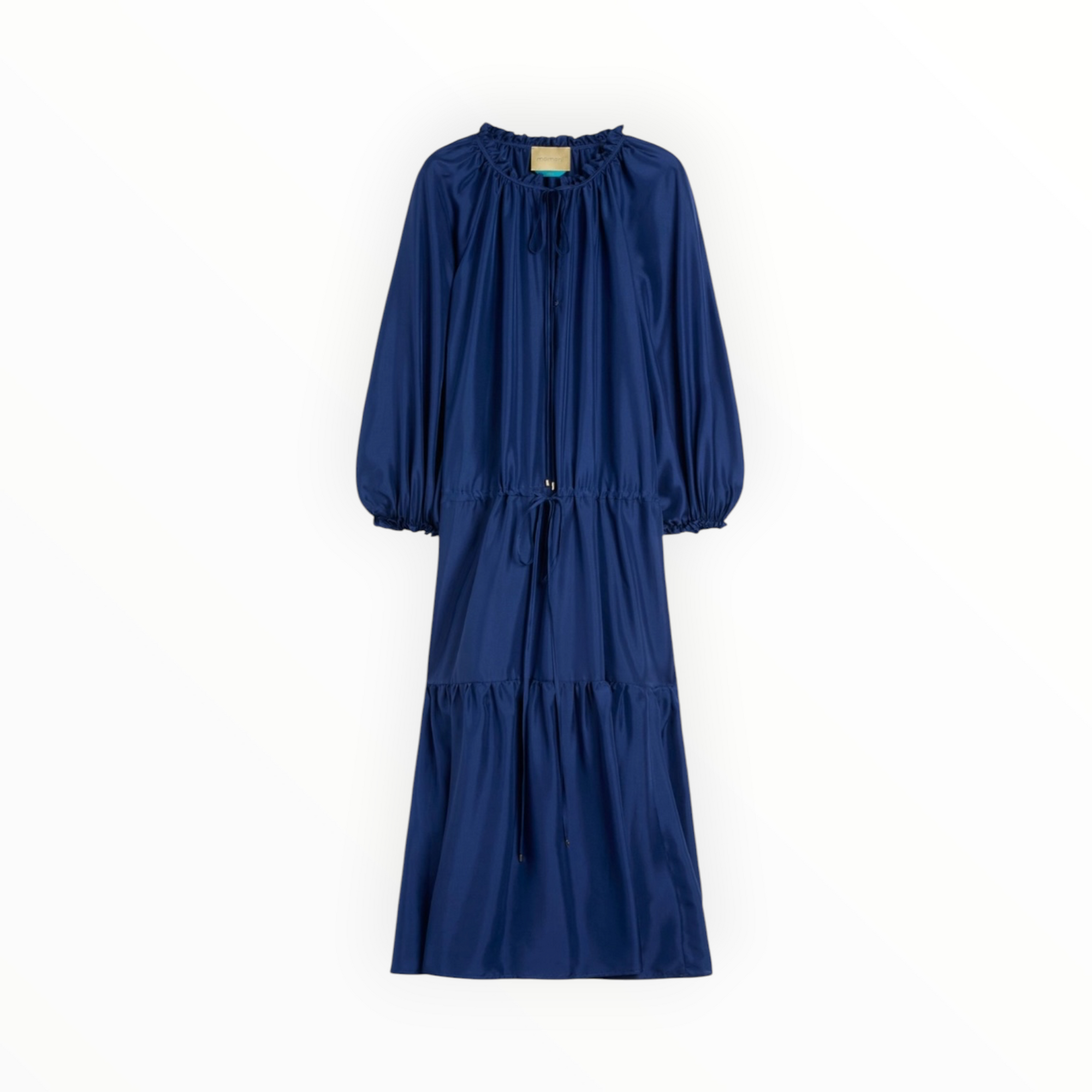 momonì Viento Dress in Solid Color Habutai Silk - Ultramarine Blue