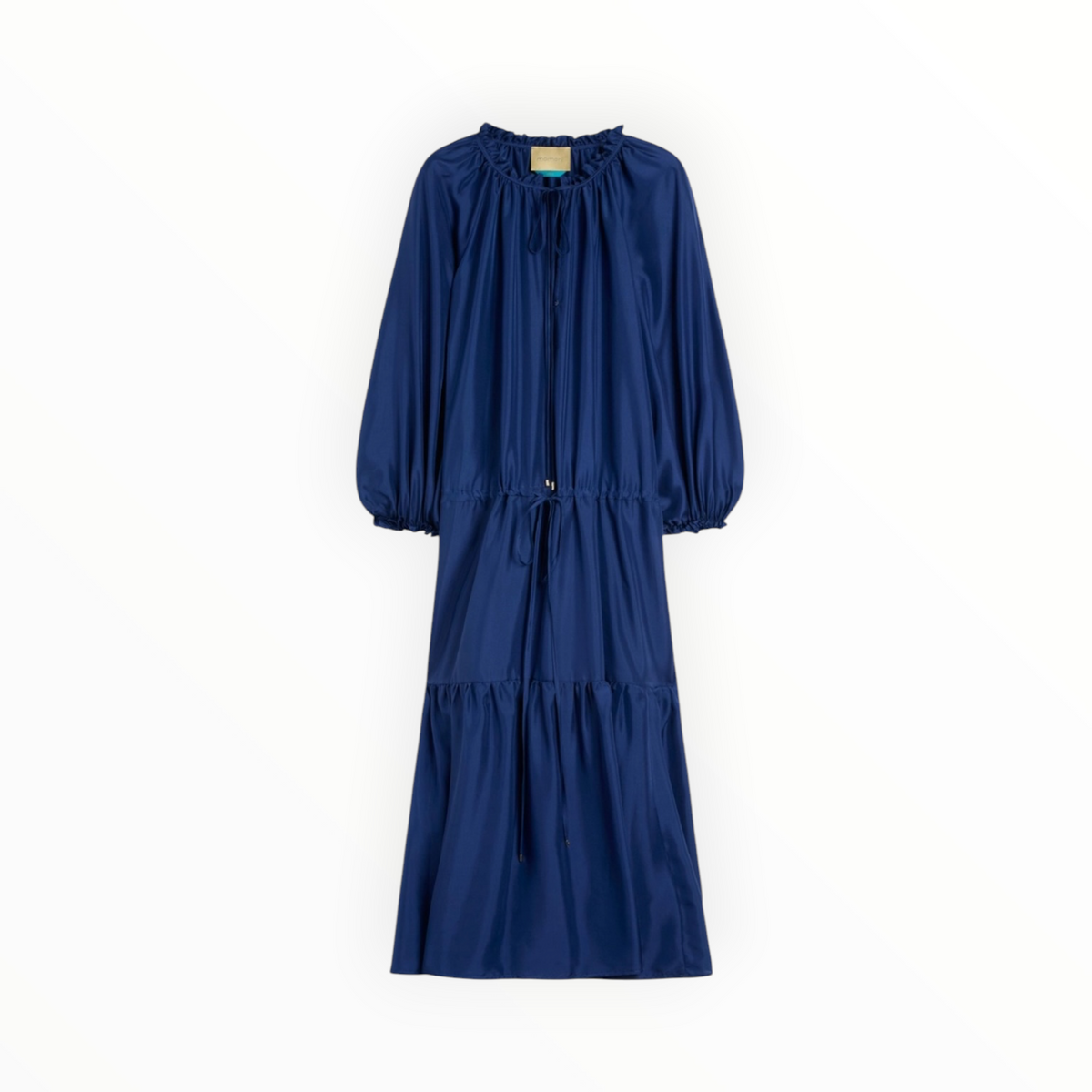 momonì Viento Dress in Solid Color Habutai Silk - Ultramarine Blue