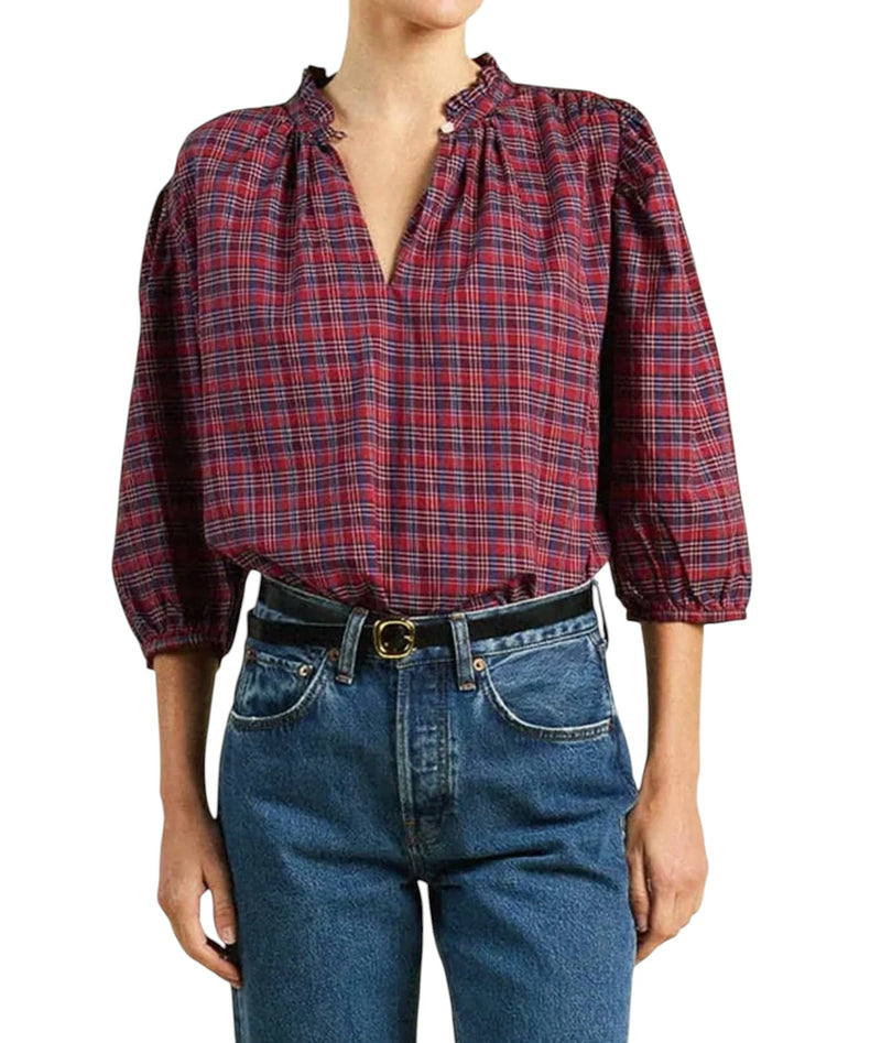 Trovata Orly Blouse - Mulled Wine Plaid