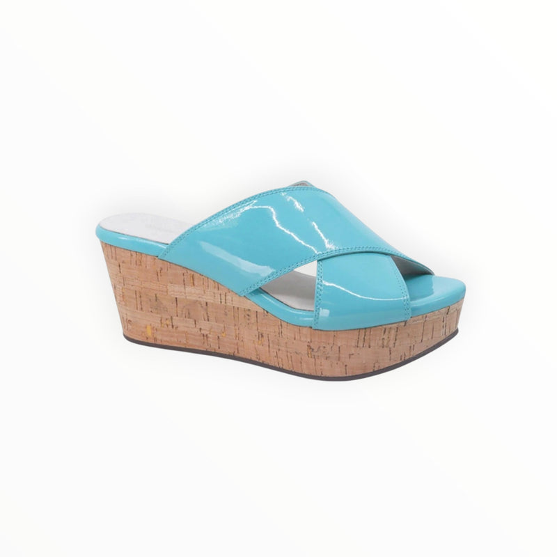 Chocolate Blu Winner Wedge - Patent Aqua