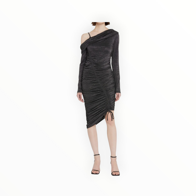 Jonathan Simkhai Sabine Metallic Ruched One-Shoulder Dress