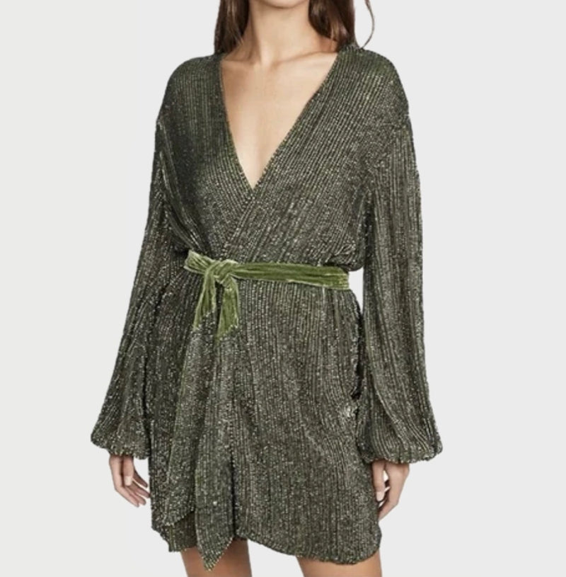 Retrofête Gabrielle Sequined Dress - Army Green