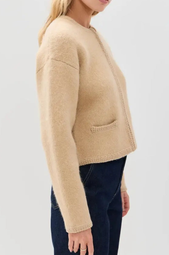 Frame Lofty Crochet Cardigan - Wheat