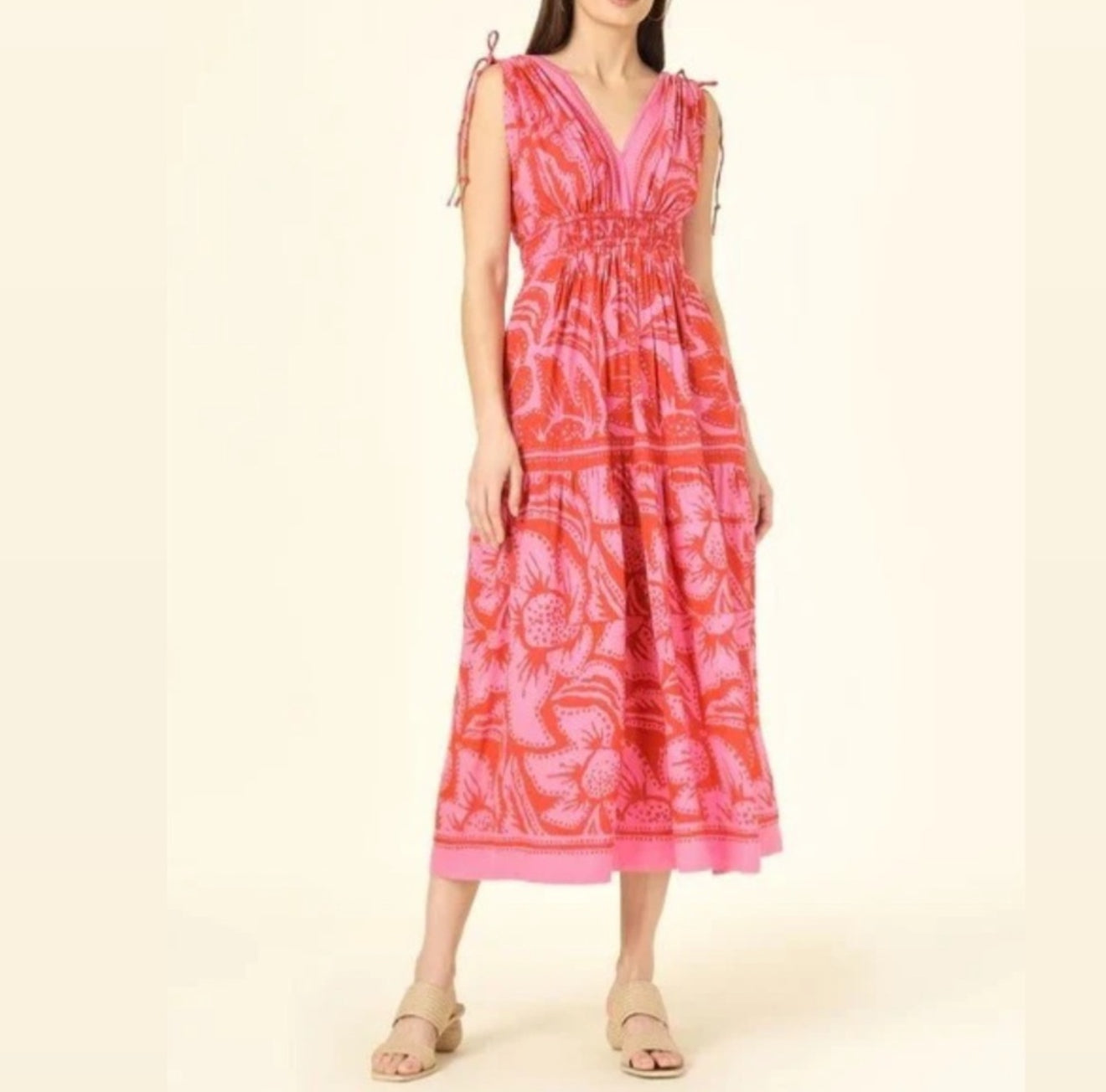 Omika Rosalita Midi Dress - Cierra Grapefruit
