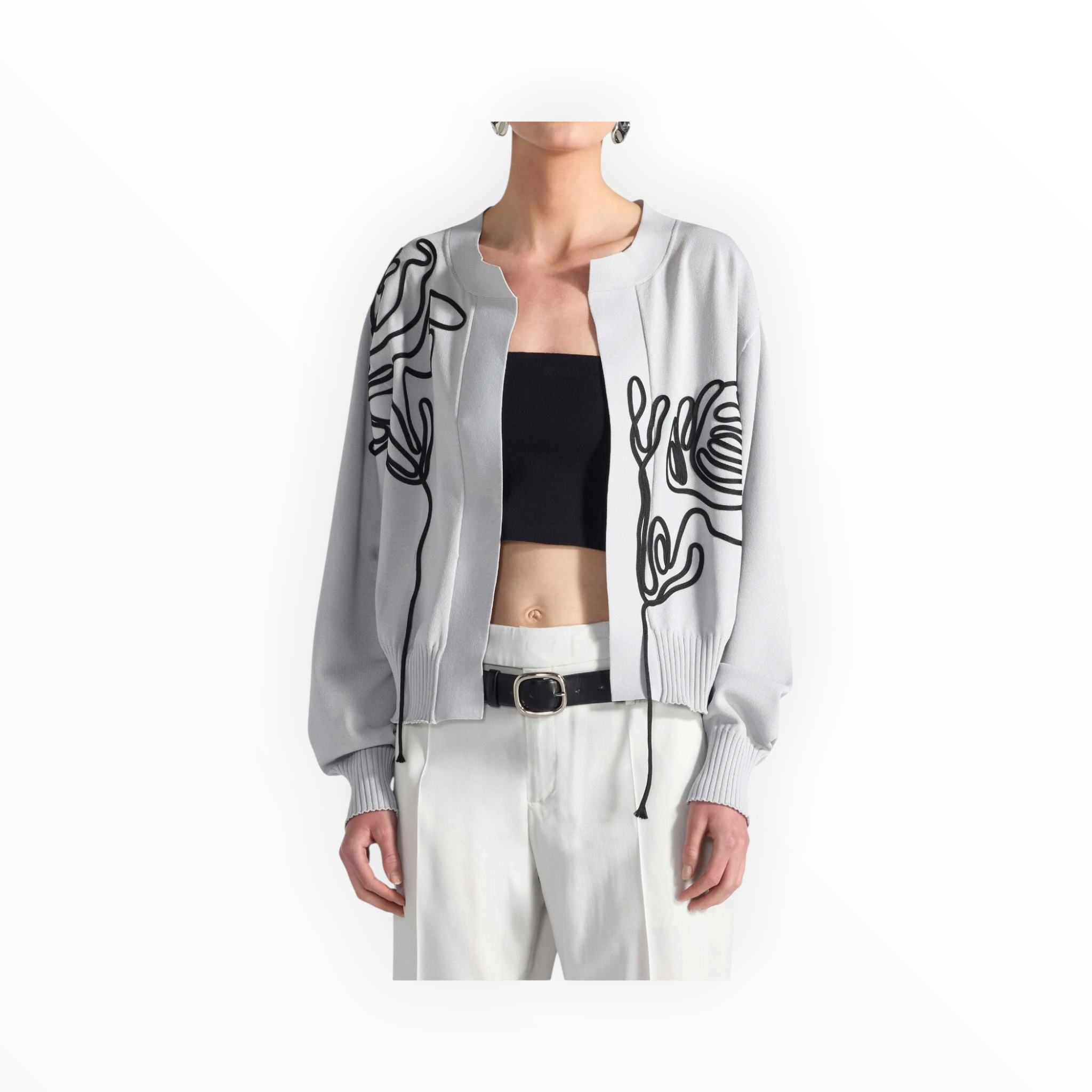 Liviana Conti Embroidered Open Front Cardigan - Brezza