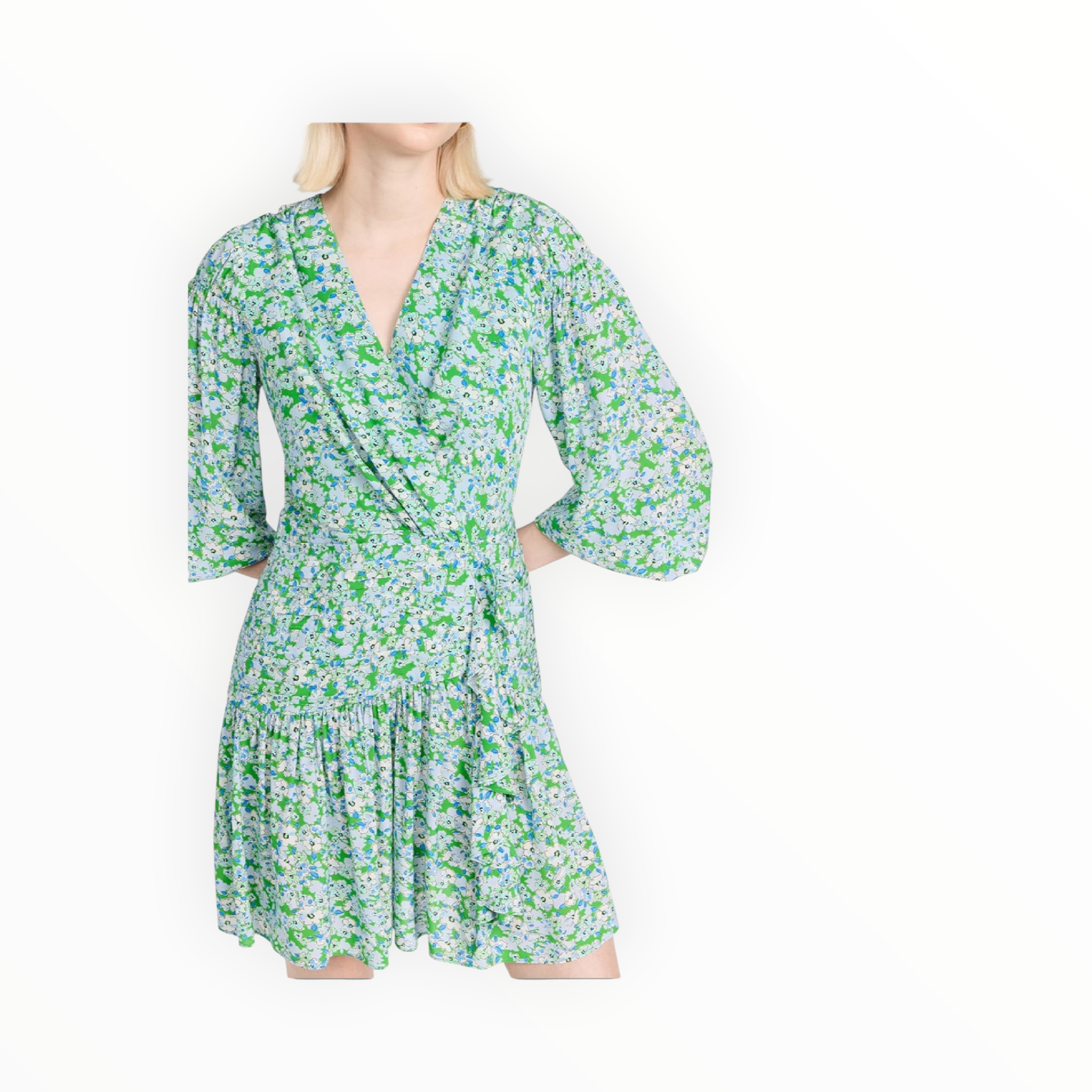 Shoshanna Nicola Floral Print Ruffle Dress - Spring Green Multi
