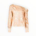 Jonathan Simkhai Alice Moire Fil Coupe One Shoulder Top - Apricot Metallic