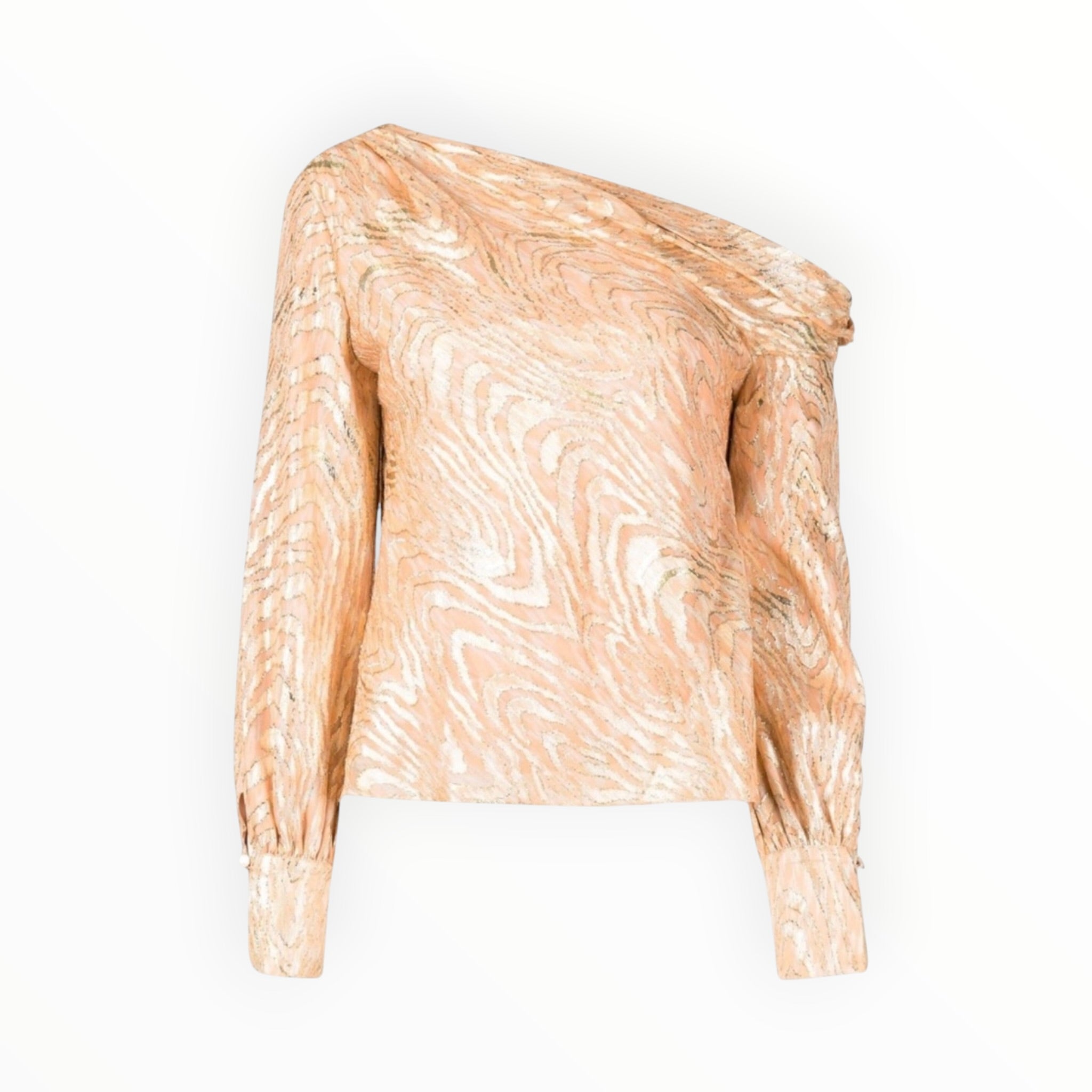 Jonathan Simkhai Alice Moire Fil Coupe One Shoulder Top - Apricot Metallic
