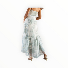 Black Iris Rosie Skirt - Aqua Floral Organza