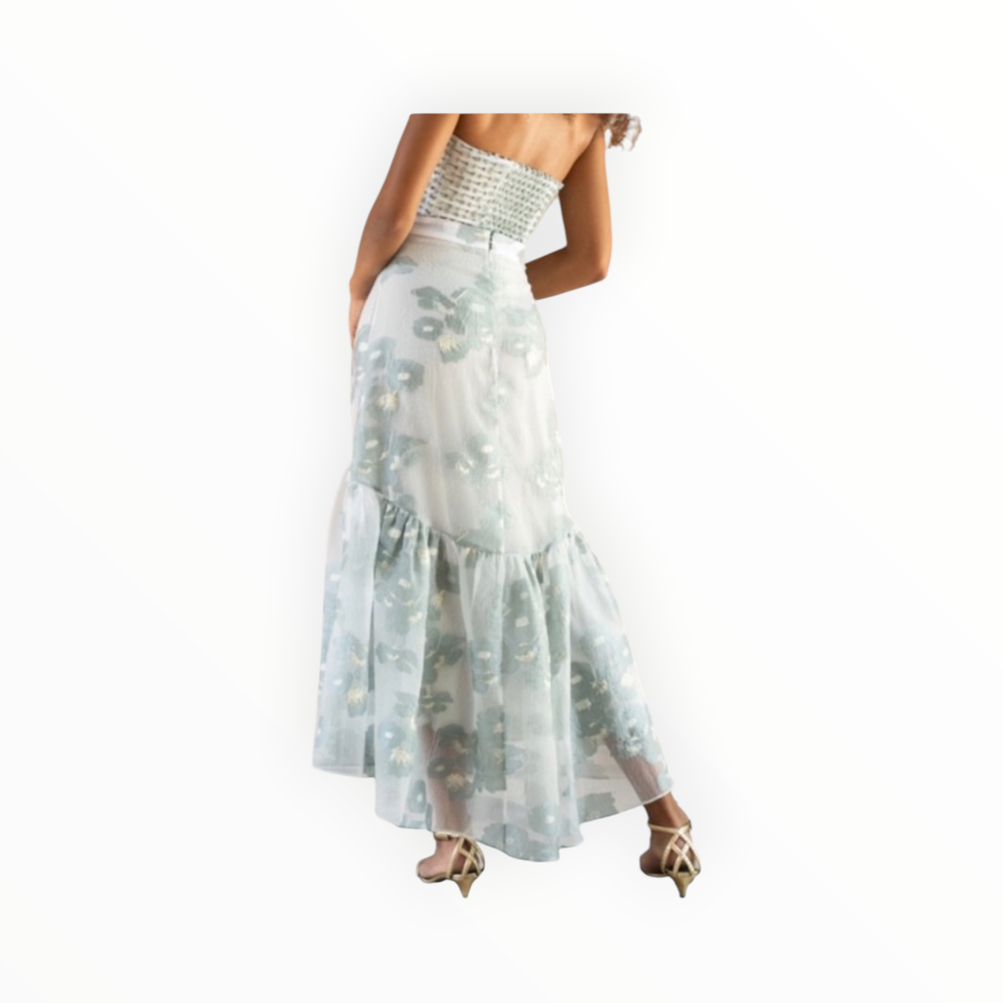 Black Iris Rosie Skirt - Aqua Floral Organza