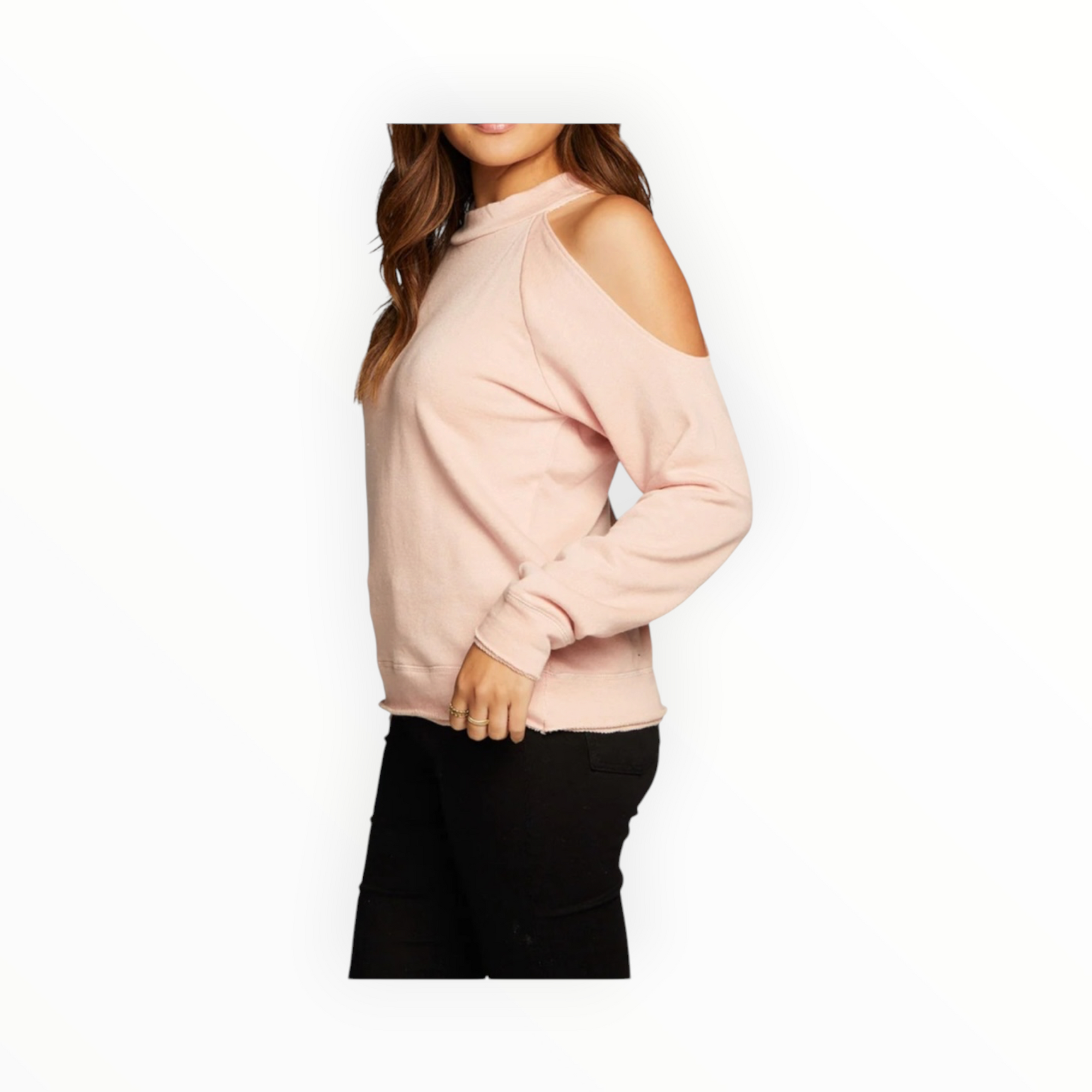 Chaser Linen French Terry Vented Shoulder Raglan Pullover - Pink
