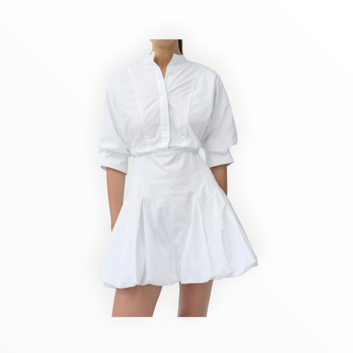 SIMKHAI Effie Cotton Bubble Mini Dress - White