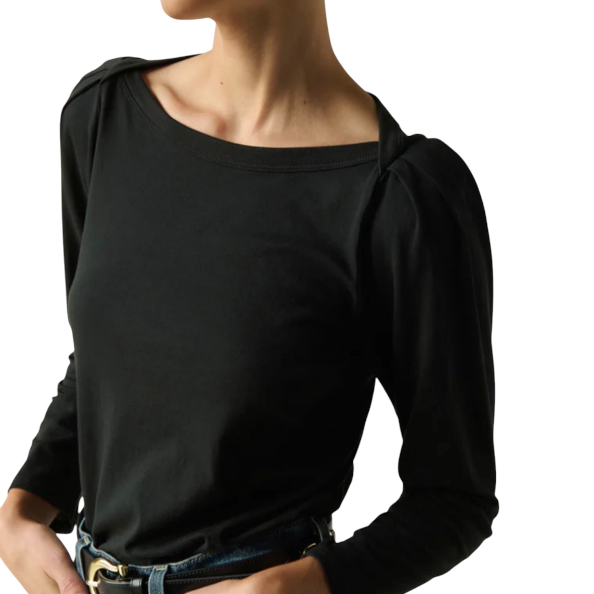 Nation Ltd Amelie Envelepe Neck Top - Jet Black