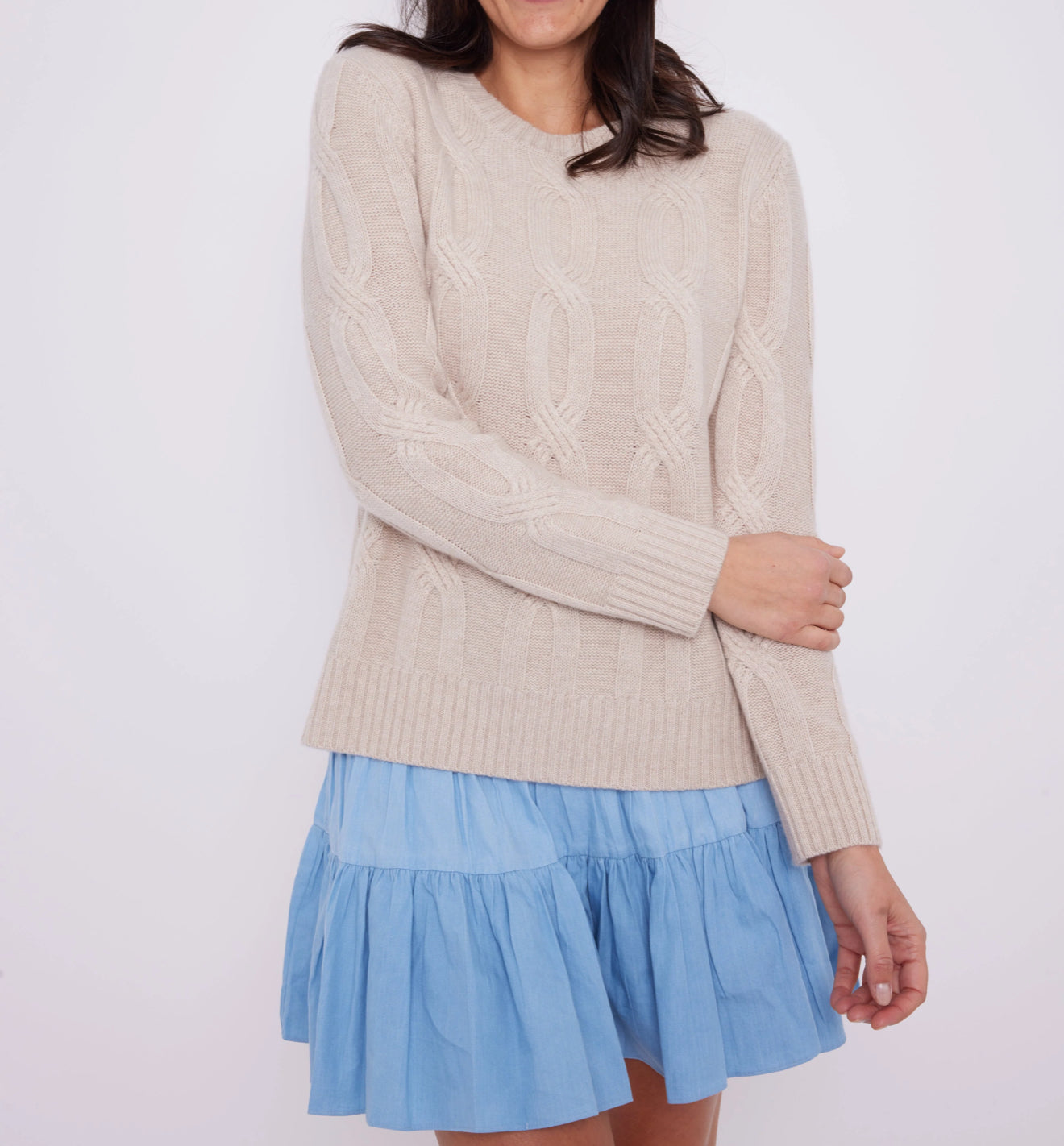 Sail To Sable Cable Knit Crew Neck Sweater - Camel