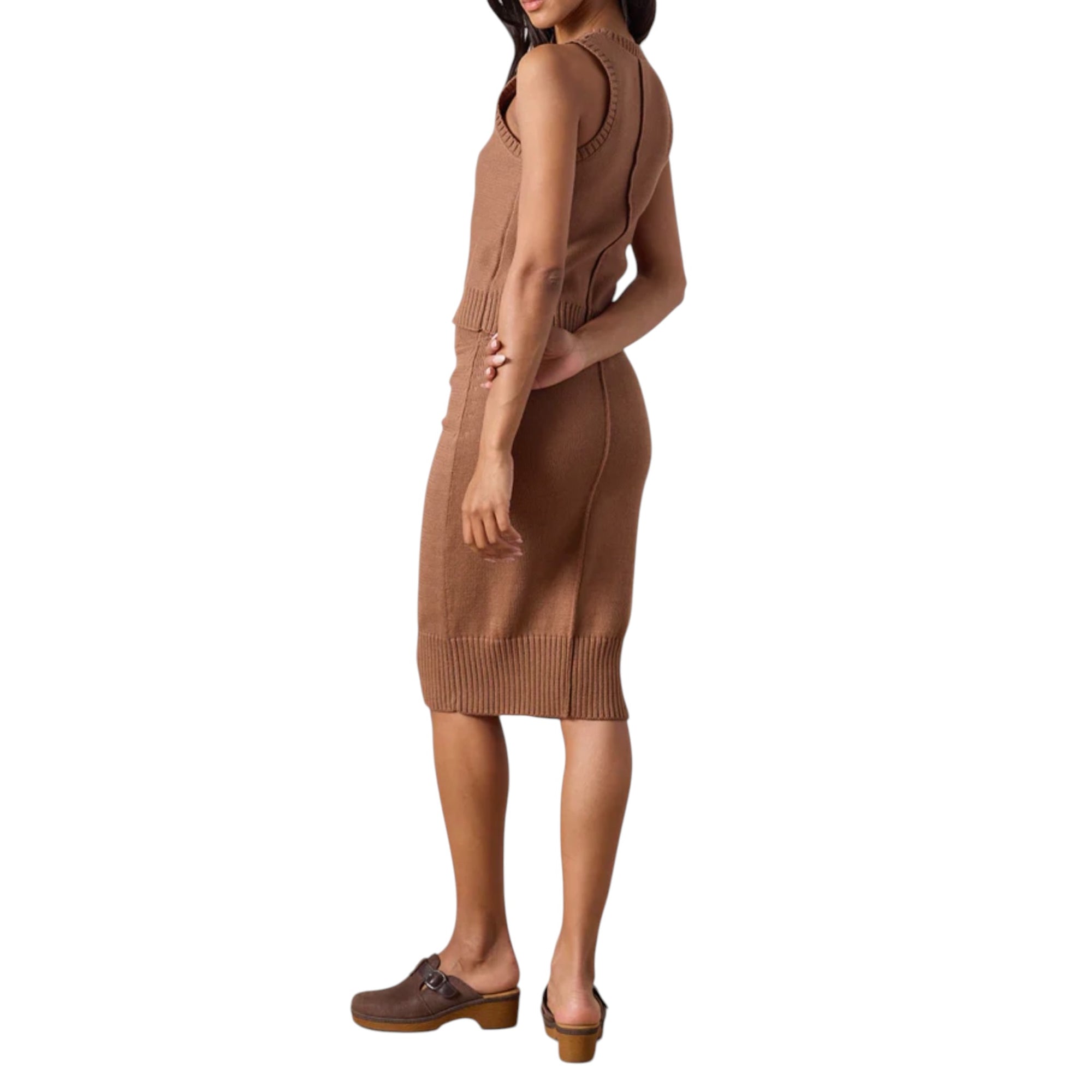 NSF Valeria Cotton Sweater Tank - Brown