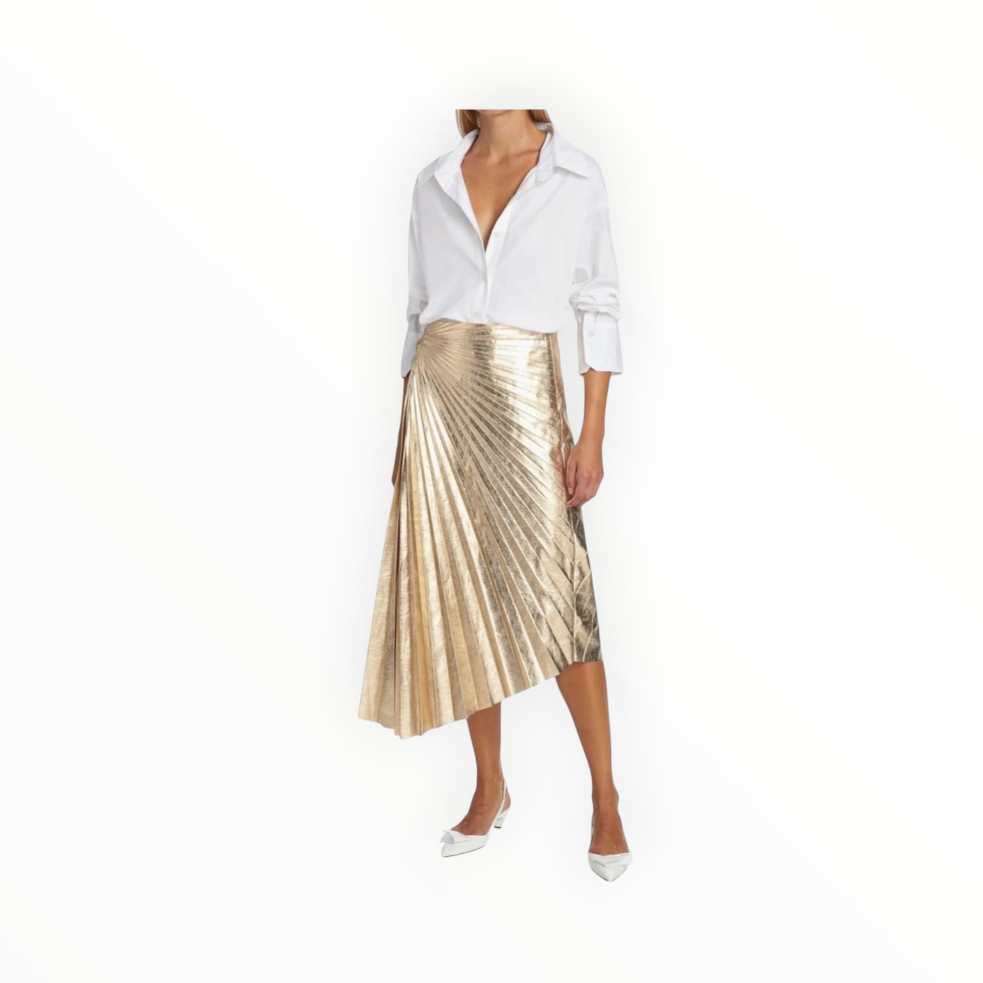 A.L.C. Tori Pleated Asymmetric Skirt - Gold
