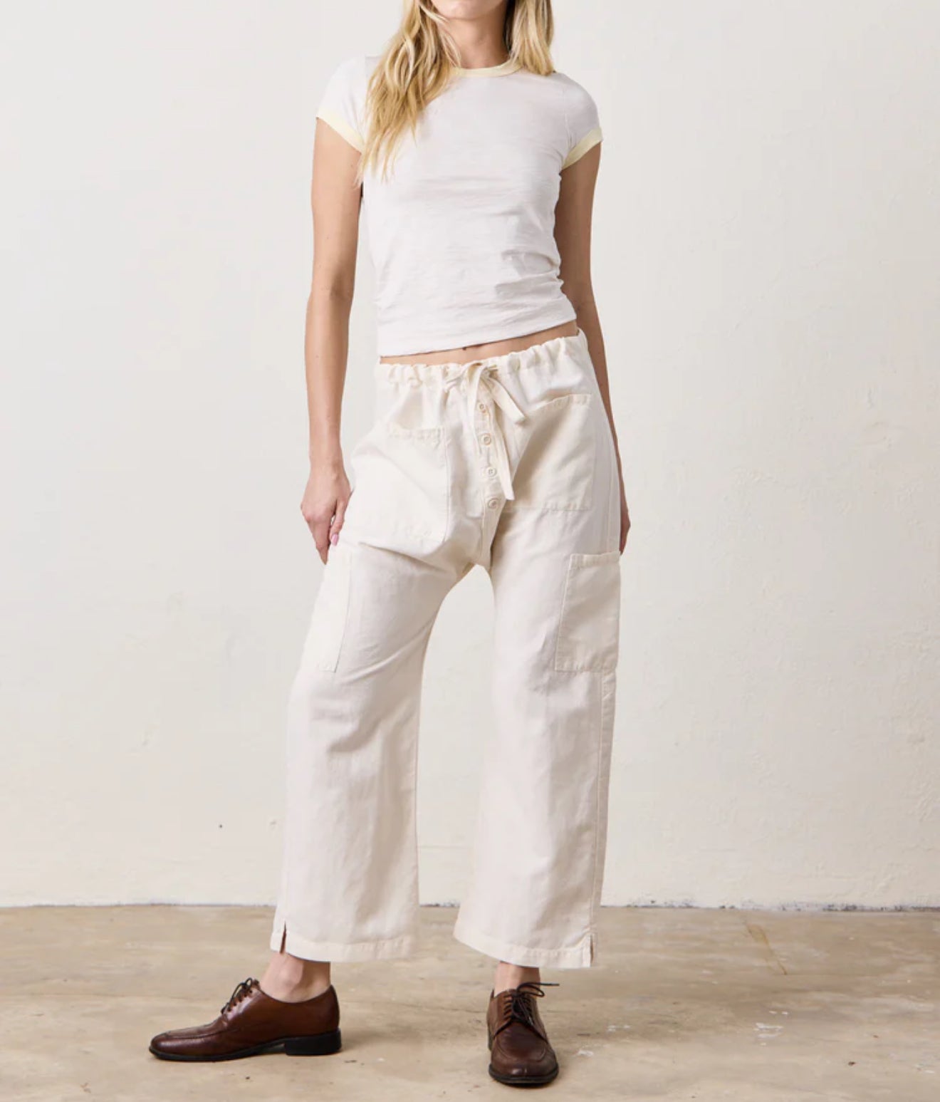 NSF Bodhi Slub Jersey Ringer Baby Tee - Ivory/Lemonade