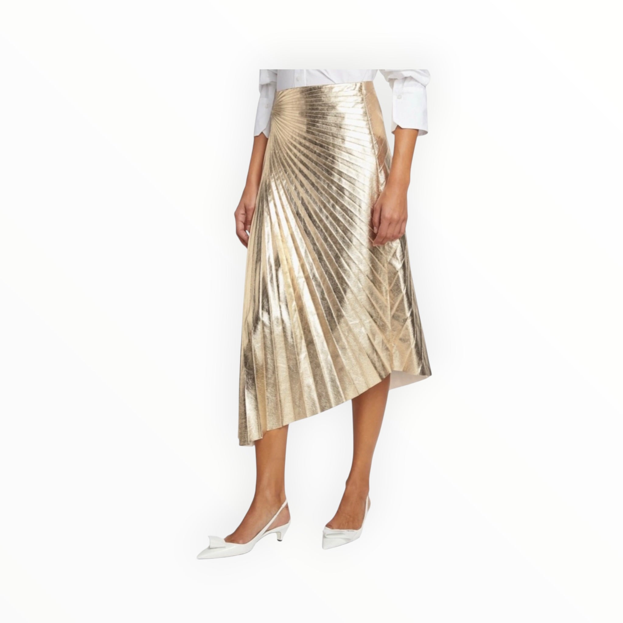 A.L.C. Tori Pleated Asymmetric Skirt - Gold