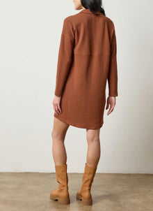 LILLA|P Split Neck Collared Dress - Praline
