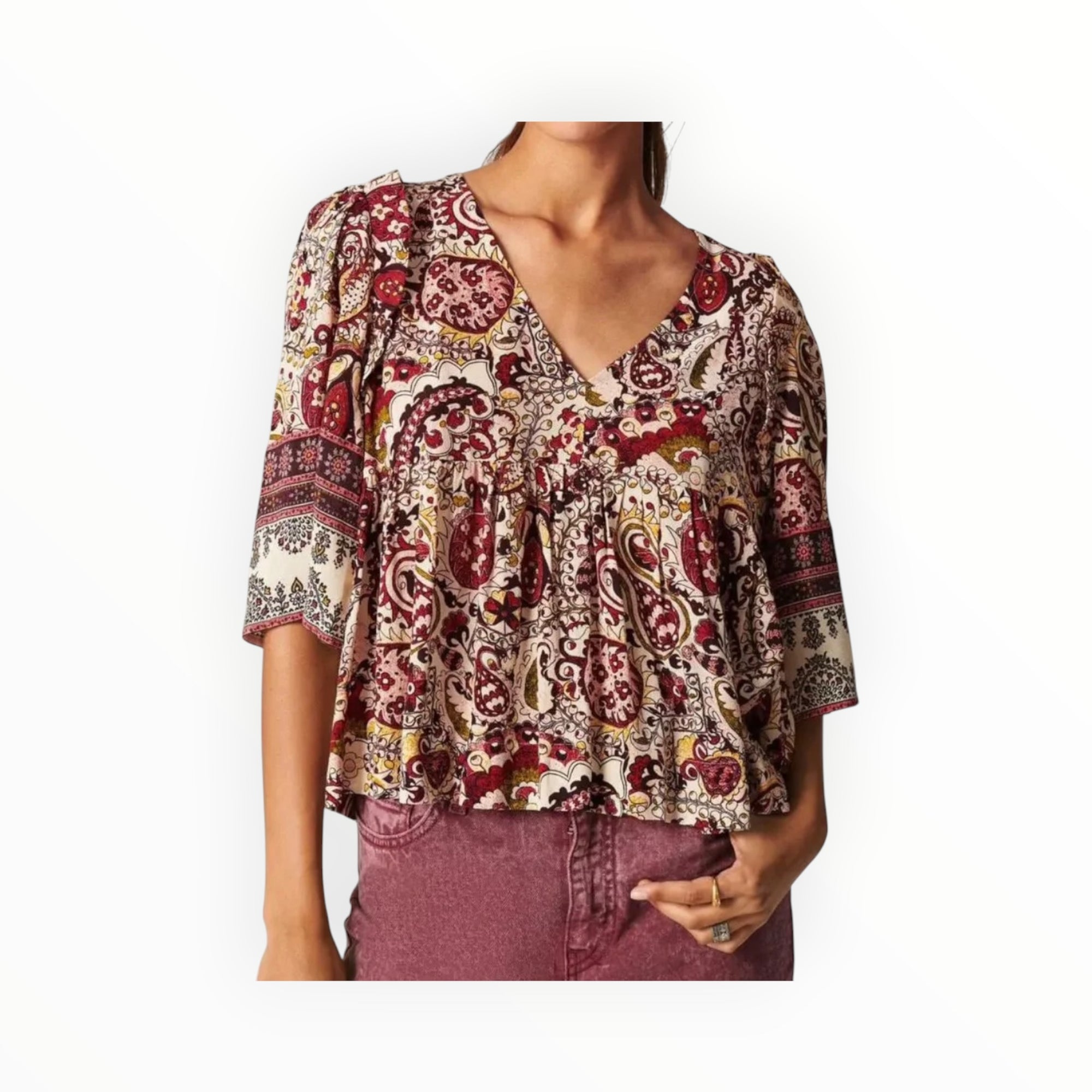 ba&sh Zarry Print Top - Ecru